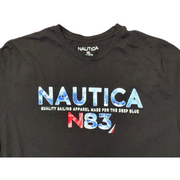 Vintage Nautica T-Shirt Men XXL Navy Blue NS 83 Deep Blue Ocean Spellout 90s Y2k - Picture 3 of 4